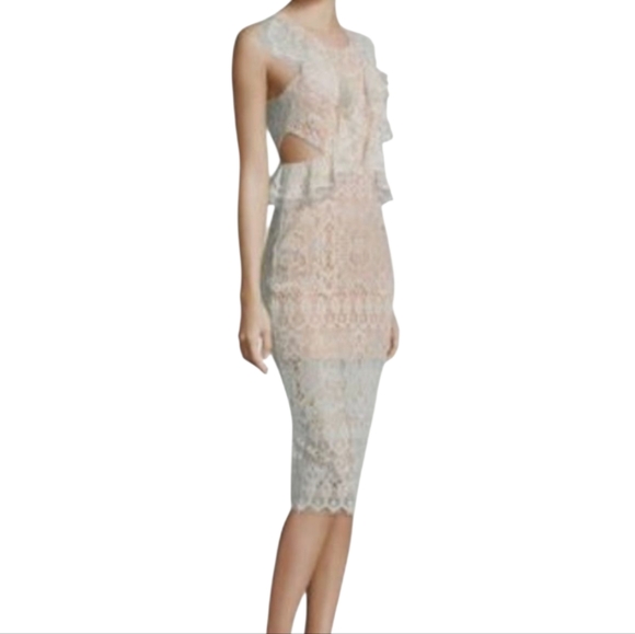Alexis Dresses & Skirts - Alexis Pepa Cut Out Ruffled Lace Dress In Ivory Size XS